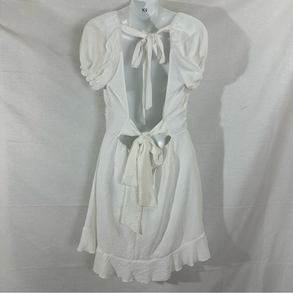 Lucy In The Sky Alice Fit And Flare Dress Tie Back Puff Sleeve Coquette Feminine - Picture 3 of 9